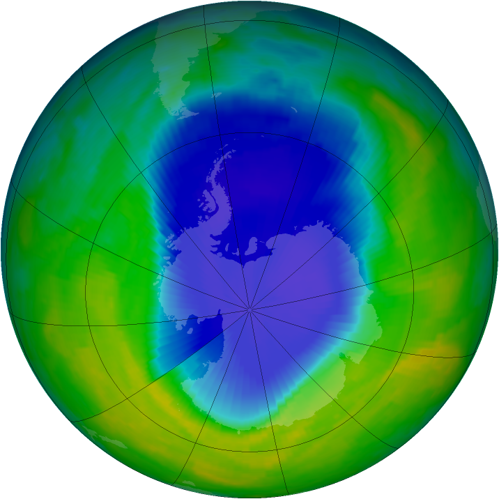 Antarctic ozone map for 13 November 1997